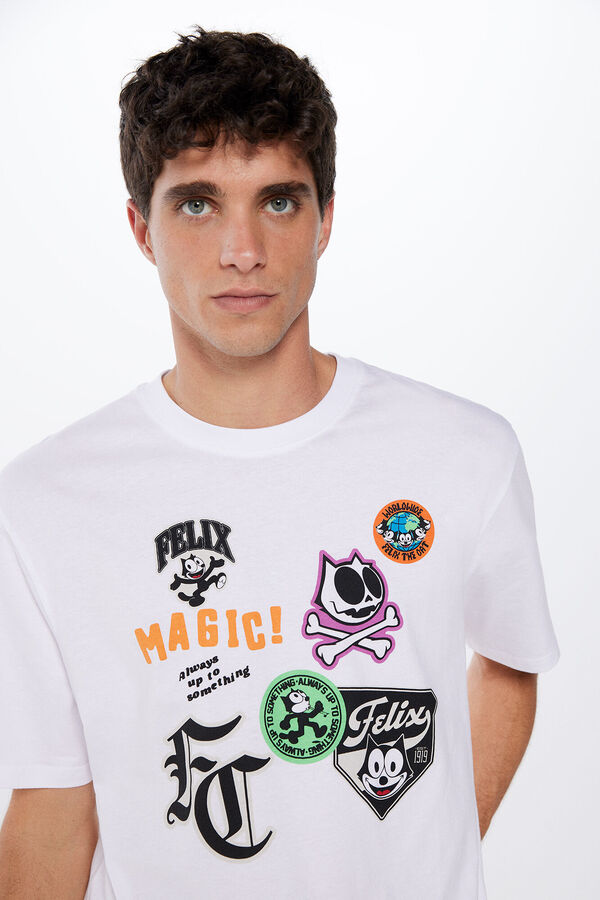 Springfield Camiseta Felix el Gato blanco