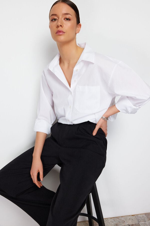 Trendyol Camisa de algod&atilde;o branco