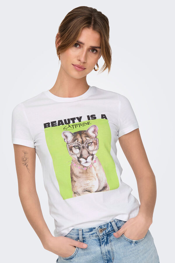 Only Camiseta de manga corta con dibujo frontal amarillo