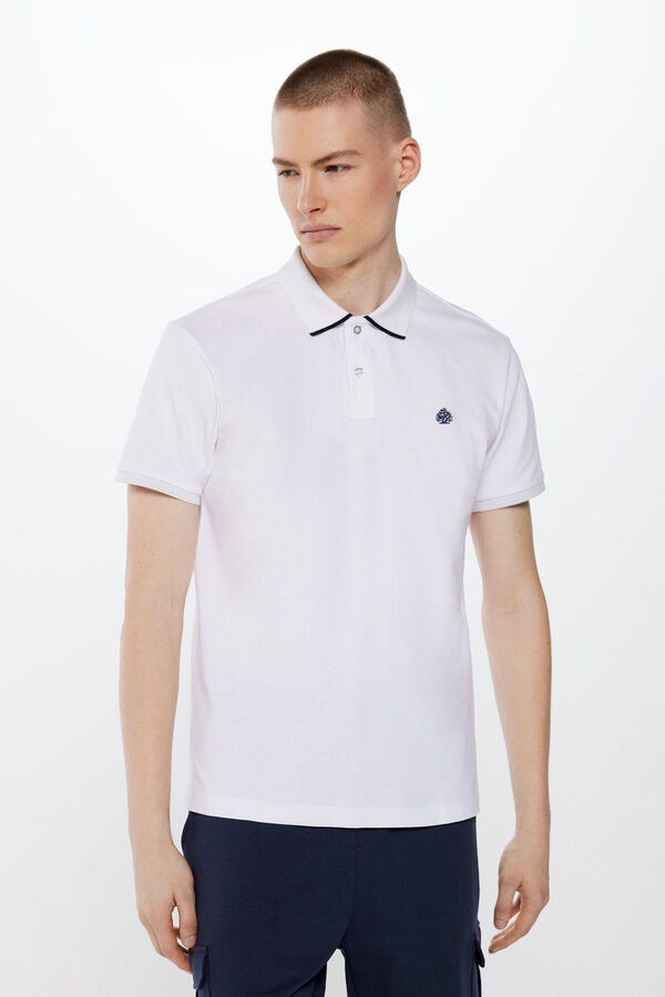 Springfield Polo piqu&eacute; slim fit contrastes blanco