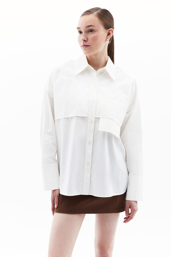 Oxxo Camisa detalhe bolso bege
