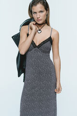 Springfield Vestido midi lencero negro