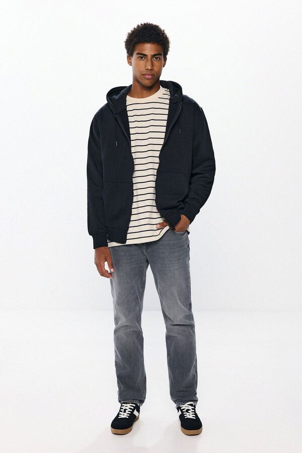 Springfield Sweatshirt b&aacute;sica com fecho-&eacute;clair preto