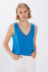 Springfield Camiseta bimateria escote lace azul