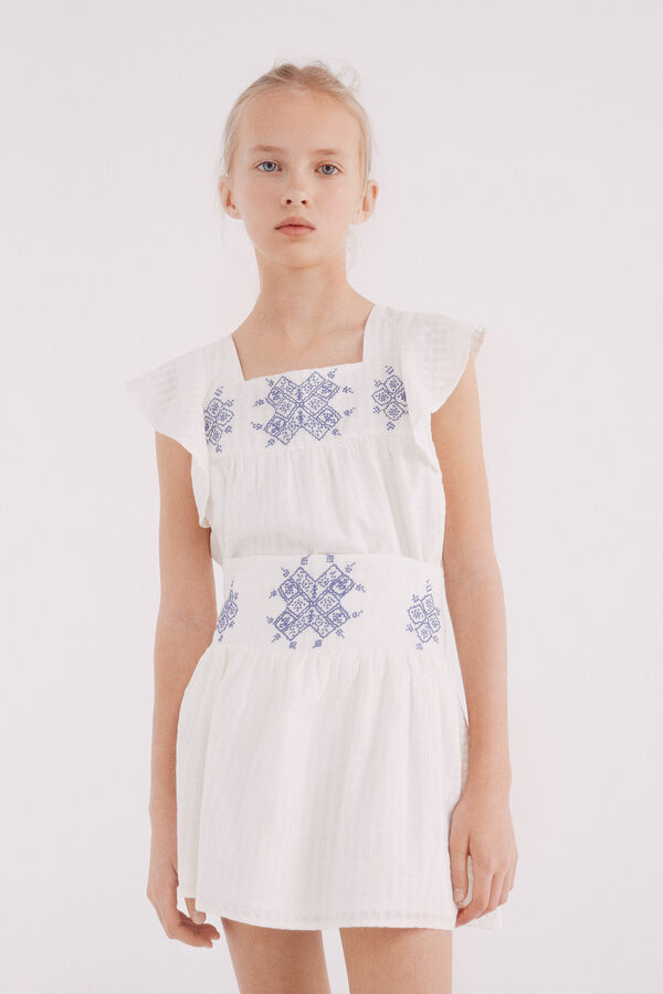 Springfield Kids saia bordada de menina cru