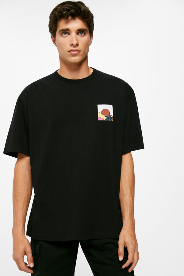 Springfield Camiseta coche tropical negro