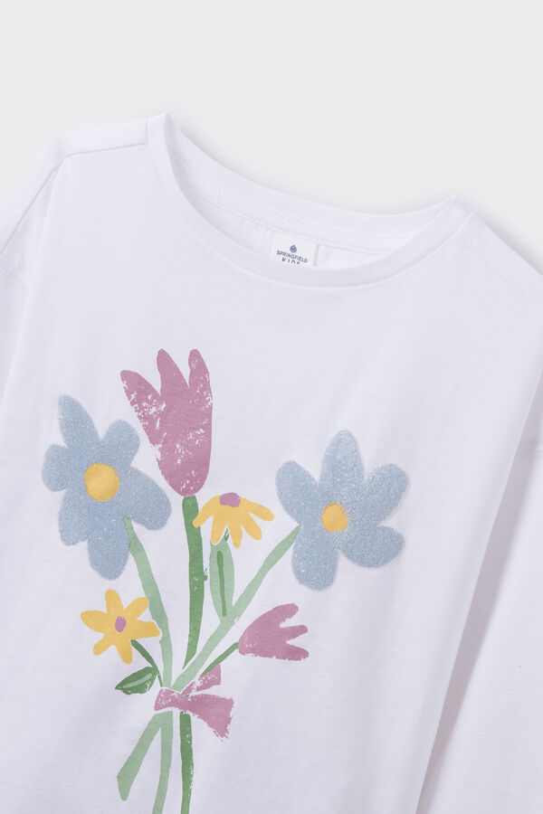Springfield Kids Camiseta flores ni&ntilde;a beige