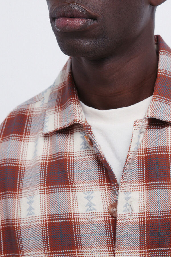 Springfield Sobrecamisa cuadros &eacute;tnicos overshirt naranja