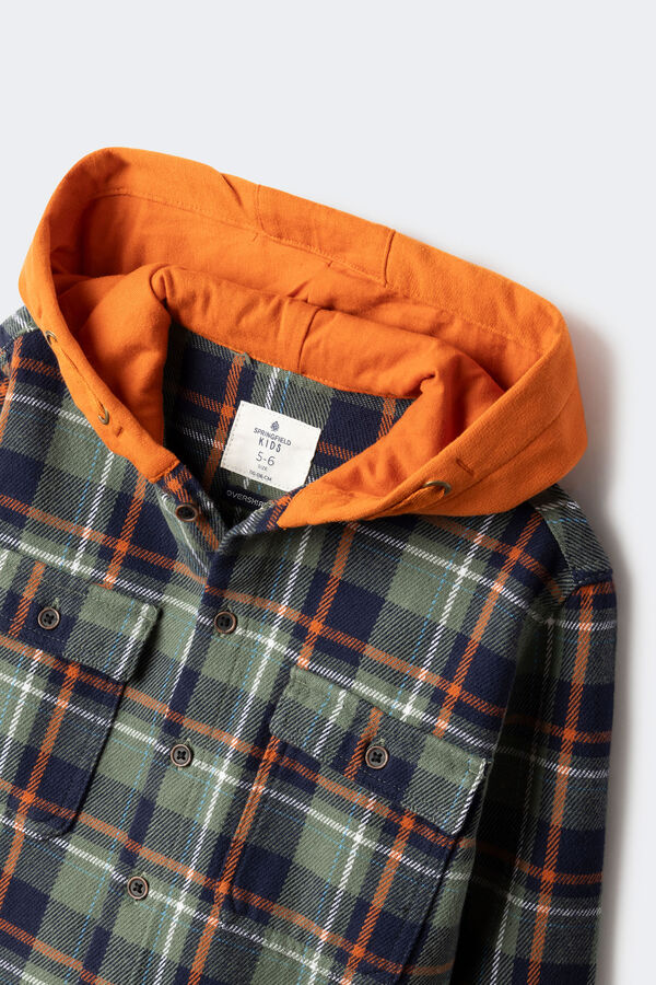 Springfield Kids Camisa cuadros capucha ni&ntilde;o verde