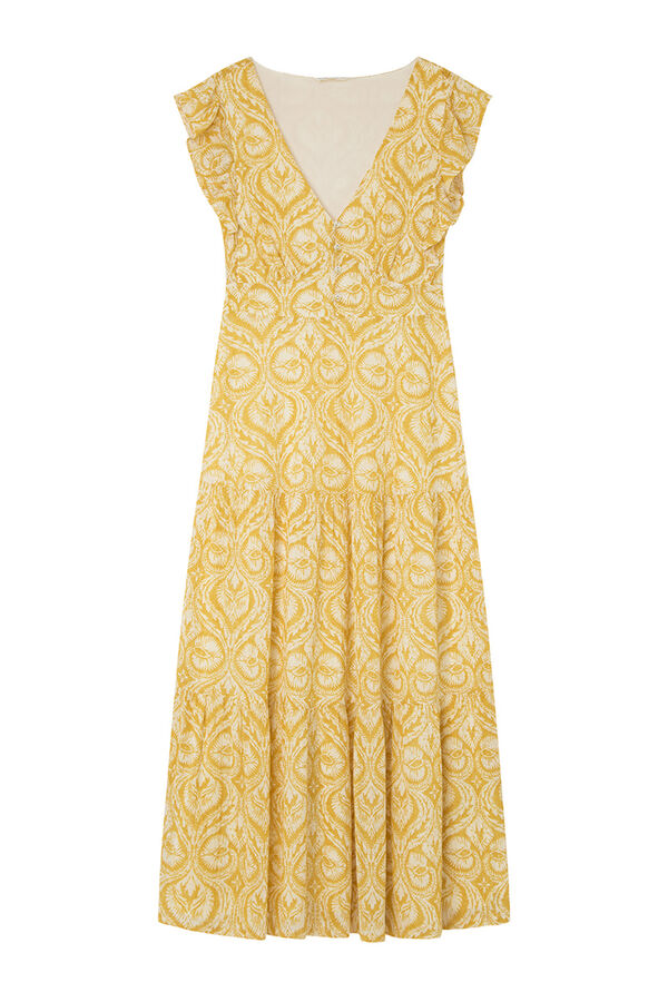 Springfield Vestido Midi Paneles amarillo