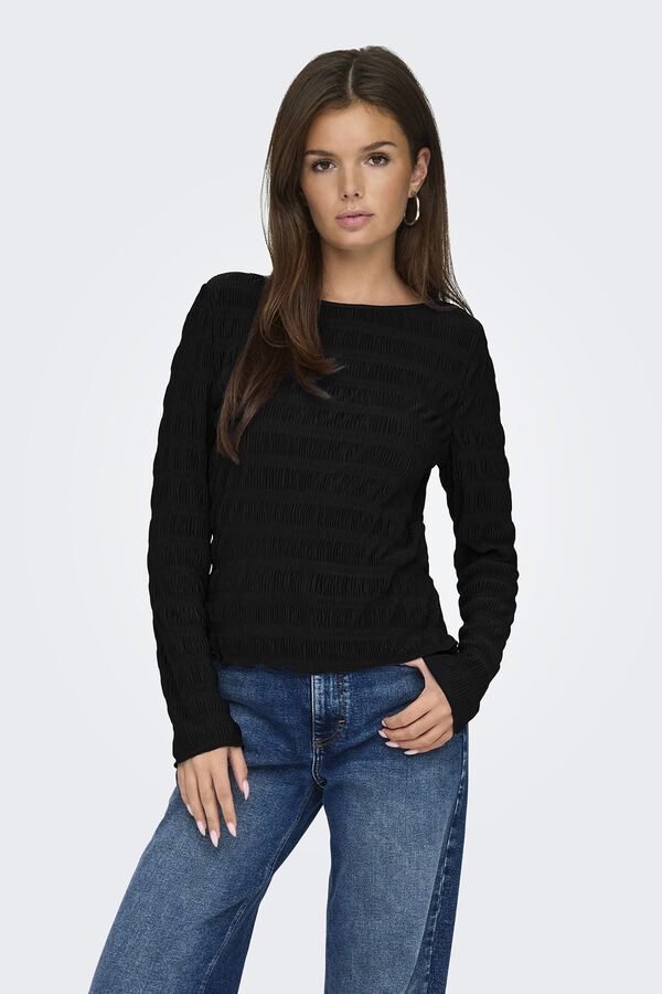 JDY Top de manga comprida preto