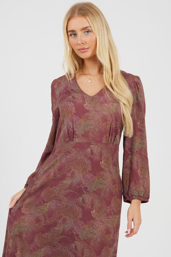 Brave Soul Vestido largo estampado burdeos