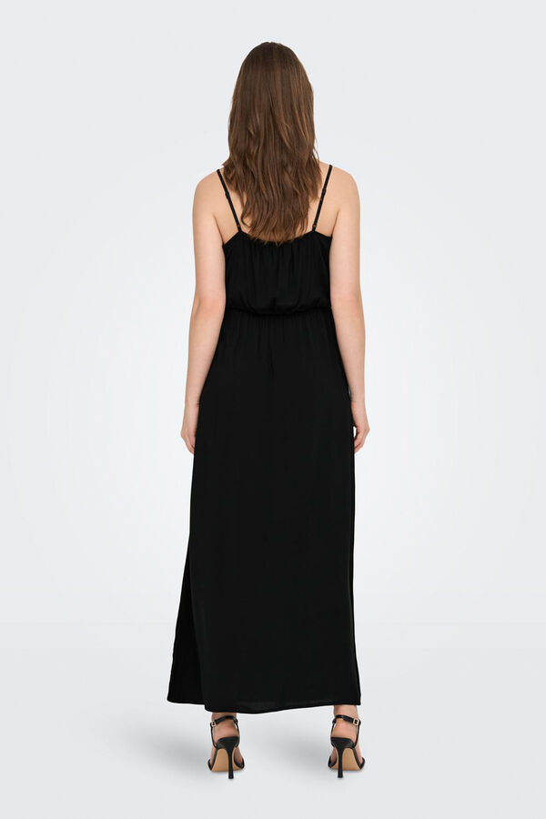 Only Vestido longo com al&ccedil;as ajust&aacute;veis preto
