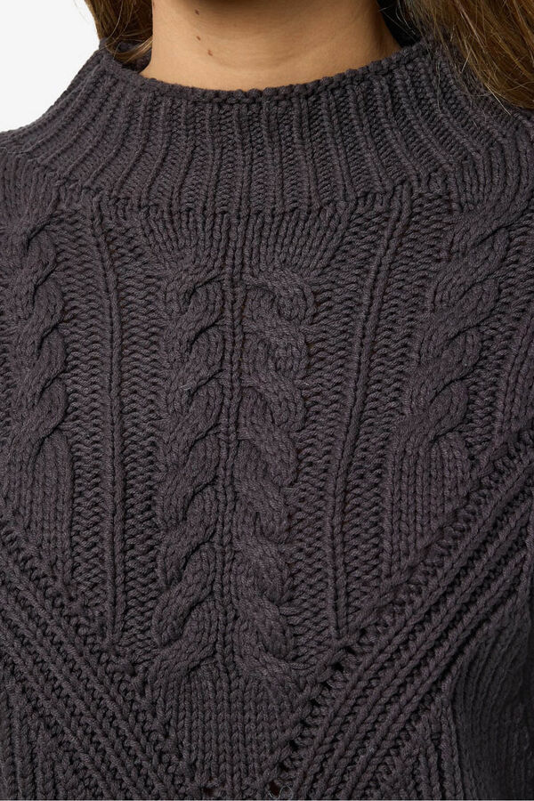 Noisy May Su&eacute;ter Perkins com mangas tran&ccedil;adas cinzento