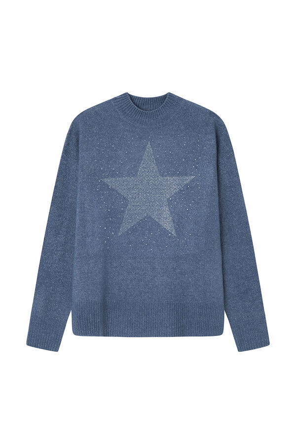 Springfield Camisola azul com estrela em brilhantes azul