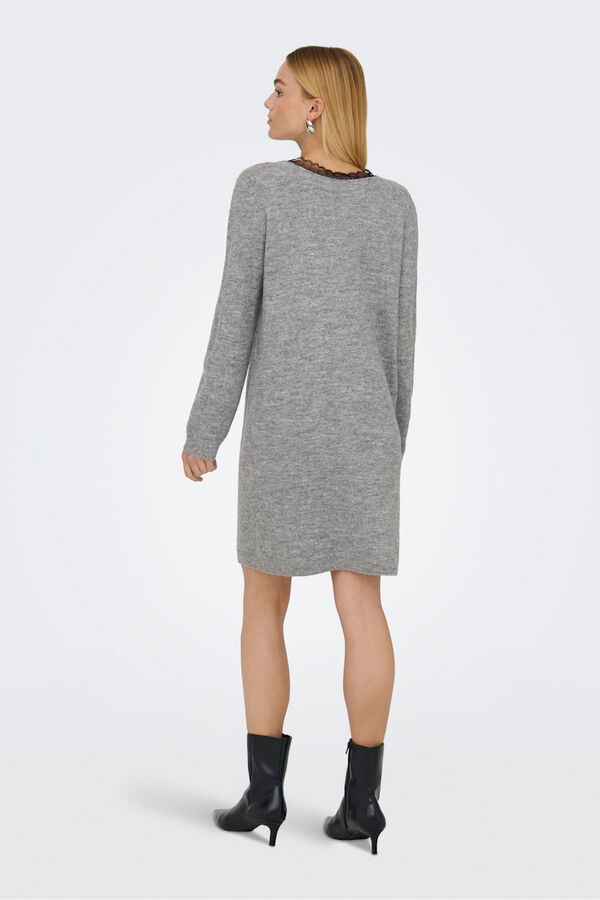 Only Vestido curto de malha revers&iacute;vel cinzento