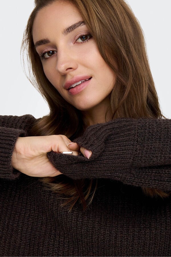 Only Camisola de gola redonda castanho