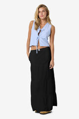 Noisy May Saia longa de popelina camponesa preto