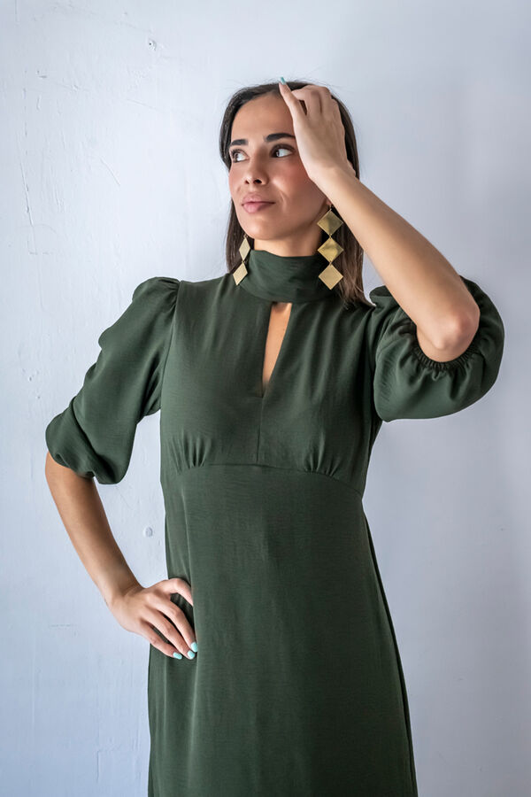 Cul Sac Vestido midi franzido Caqui escuro