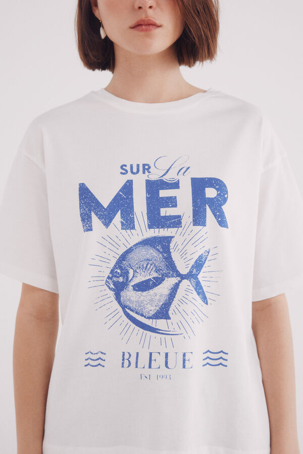 Springfield Camiseta "Sur la mer" blanco