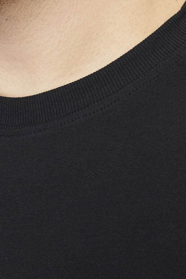 Jack & Jones PLUS T-shirt de algod&atilde;o manga curta com logo frontal PLUS preto