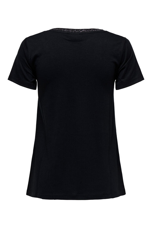 JDY Camiseta de bico manga curta com gola em V preto