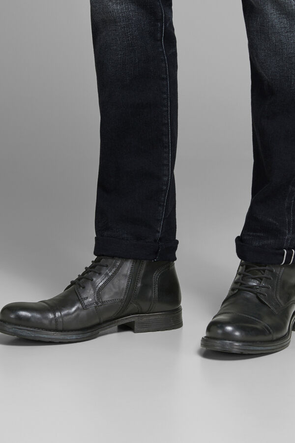 Jack & Jones Botas de pele com atacadores preto