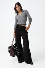 Tiffosi Pantalones Wide Leg con Presillas negro