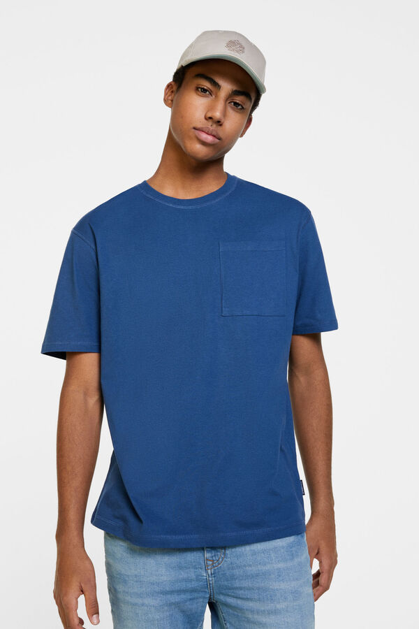 Springfield T-shirt básica com bolso de remendo azul