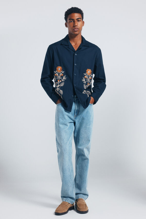 Springfield Sobrecamisa bordada azul