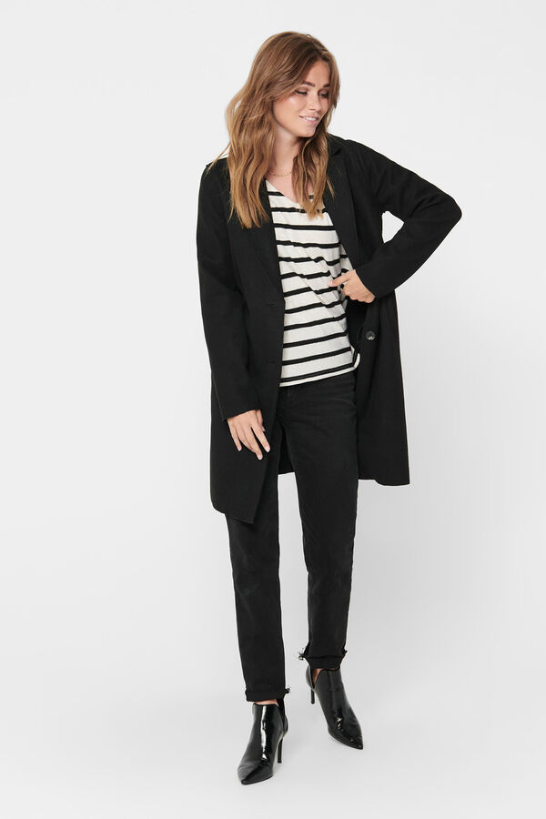 Only Sobretudo longo de pano preto