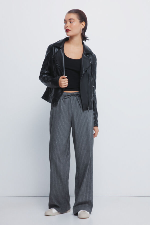 Springfield Pantalones jogger rayas lurex gris