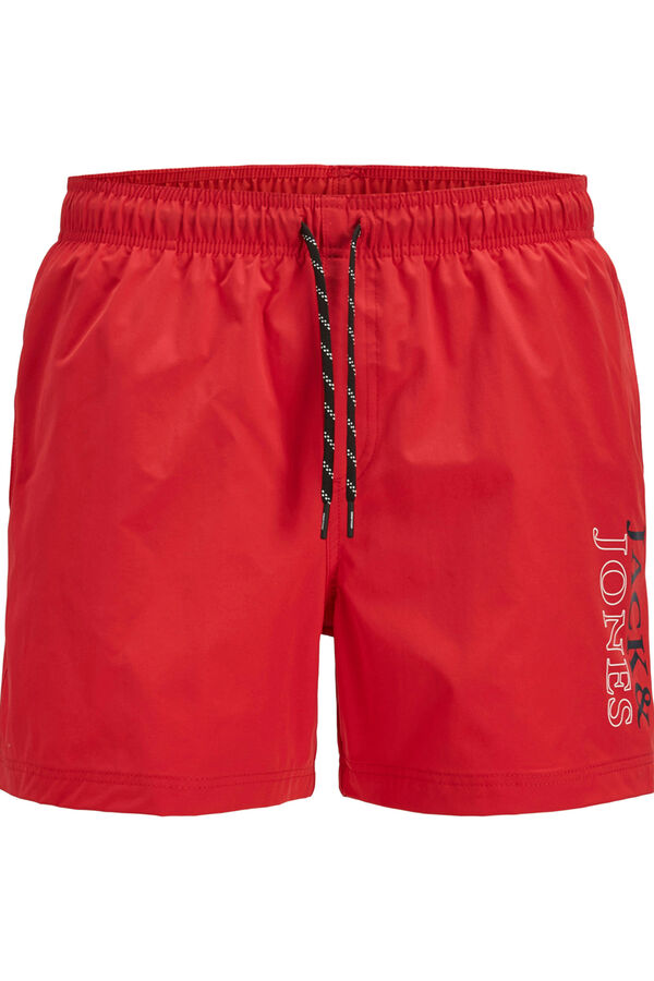 Jack & Jones Junior Shorts de banho com estampado de logo vermelho