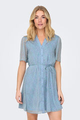 JDY Vestido curto camiseiro azul