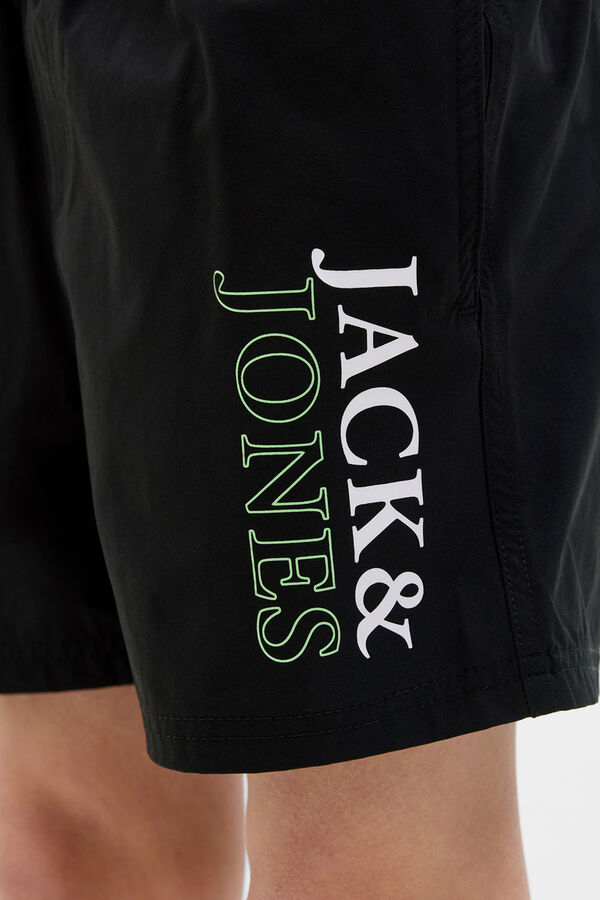 Jack & Jones Junior Shorts de banho com estampado de logo preto