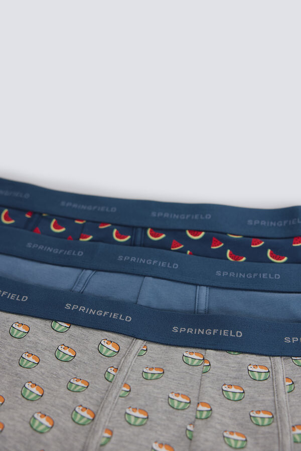Springfield Pack 3 boxers com melancias azul