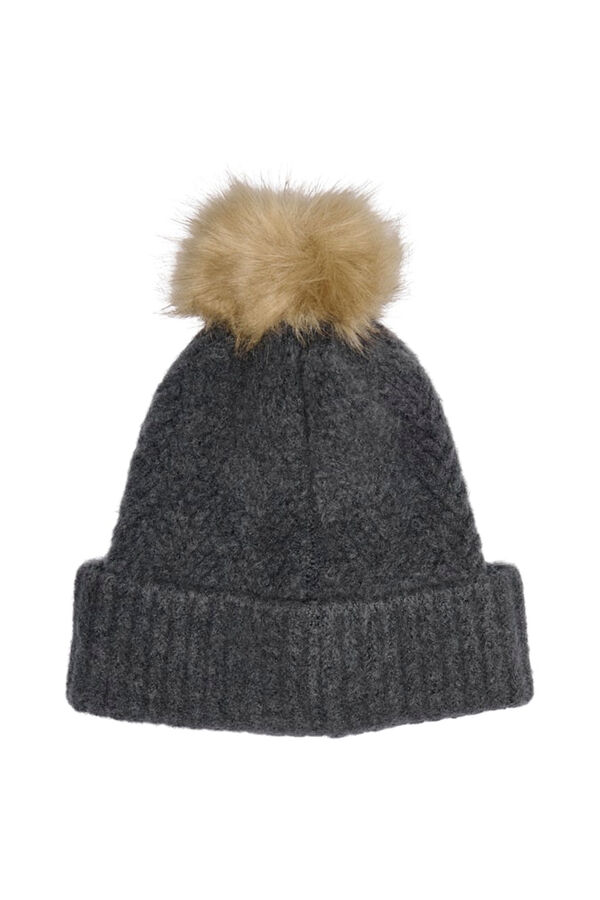 Only Gorro de lana con pomp&oacute;n gris