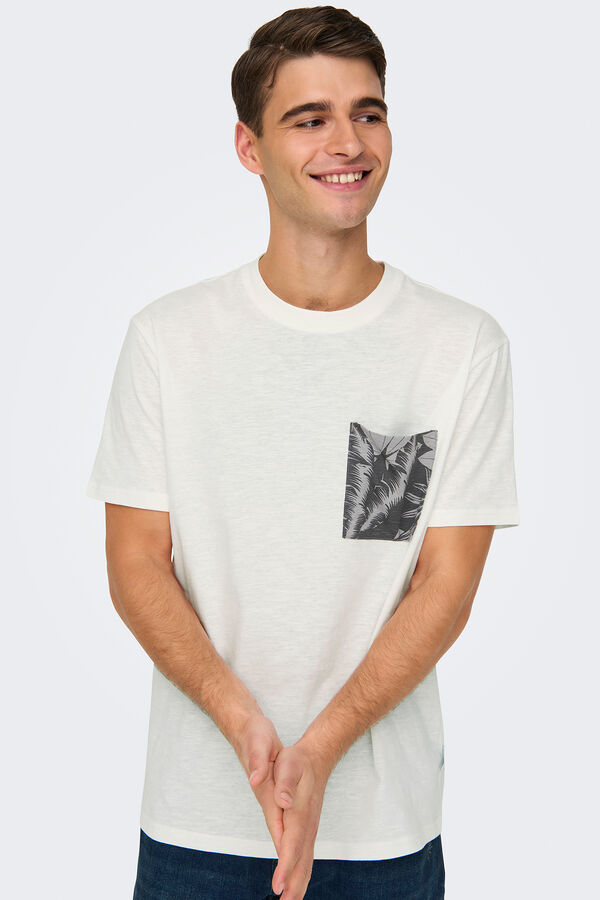 Only & Sons Camisola de manga curta com bolso branco