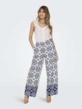 JDY Pantal&oacute;n ancho estampado blanco
