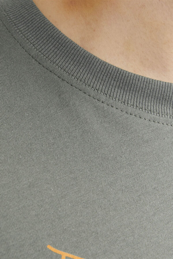 Jack & Jones PLUS T-shirt de algod&atilde;o manga curta com logo frontal PLUS verde