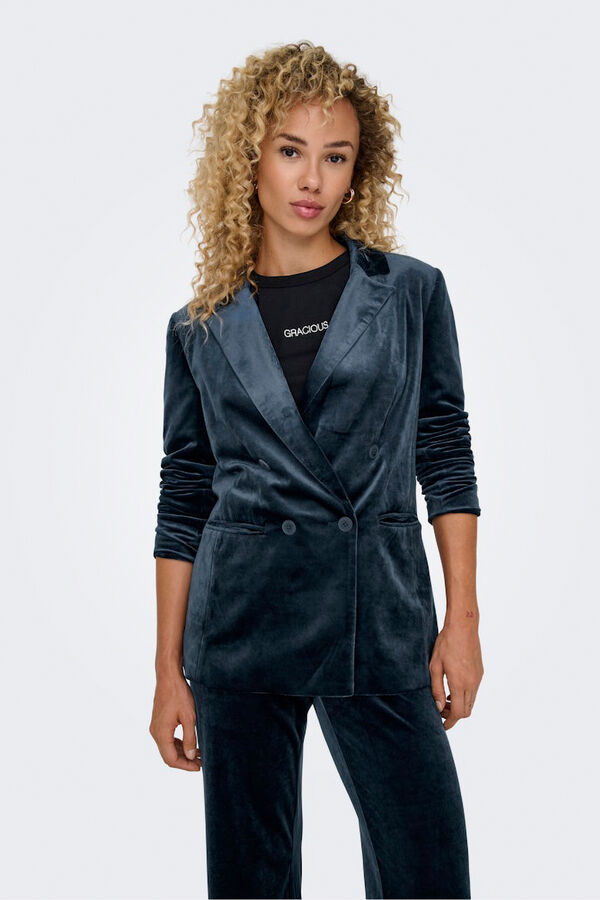 Only Blazer de veludo trespassado azul