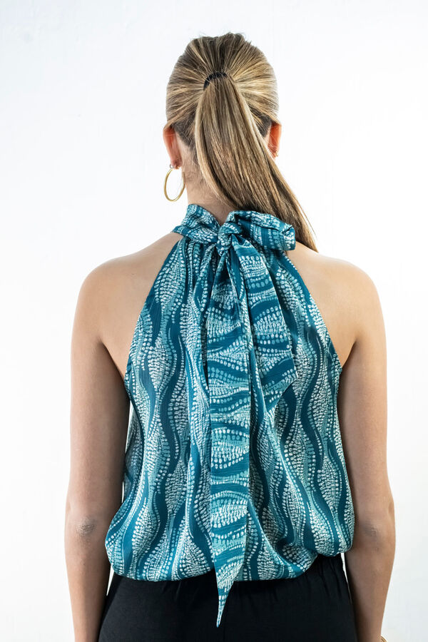 Cul Sac Camisa cuello halter estampado