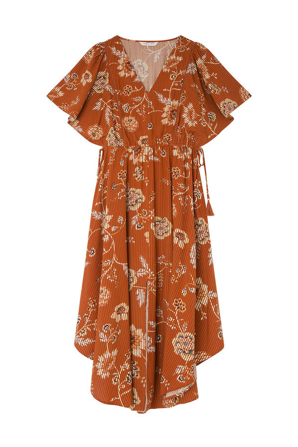 Springfield Vestido Midi Estampado Asim&eacute;trico tostado