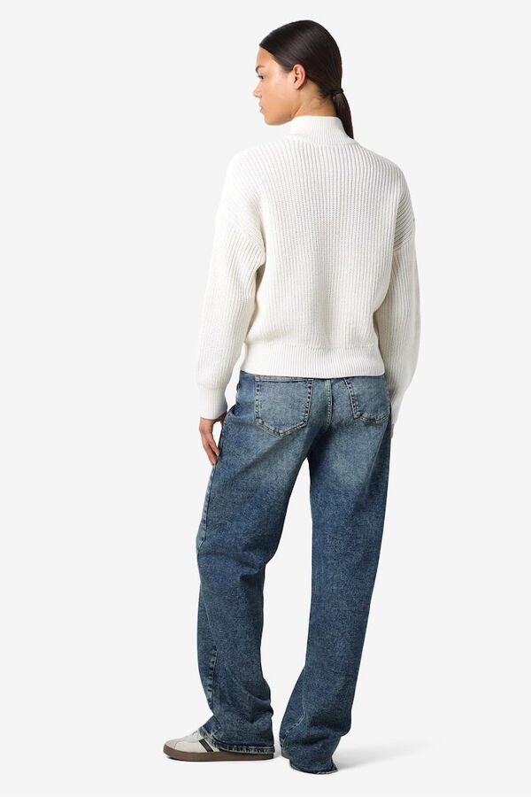 Noisy May Fecho-&eacute;clair bordado de gola alta branco