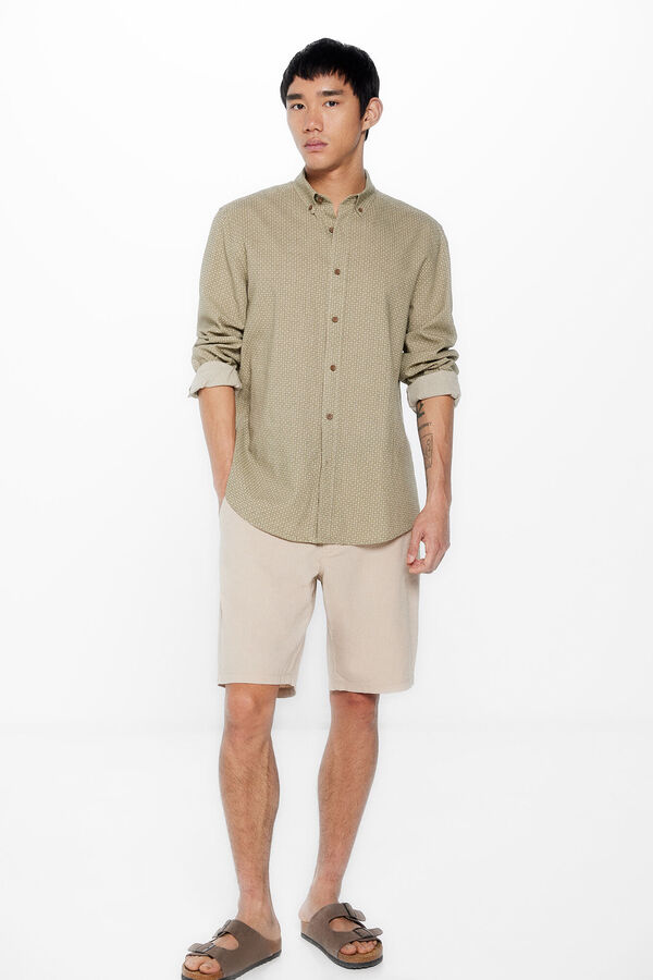 Springfield Camisa de linho estampada estampado