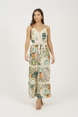 Brave Soul Vestido estampado com al&ccedil;as e crochet branco