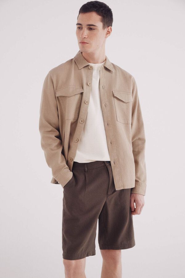 Springfield Bermuda lino slim fit tostado