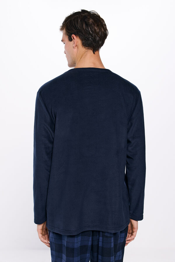 Springfield Set pijama largo franela cuadros azul