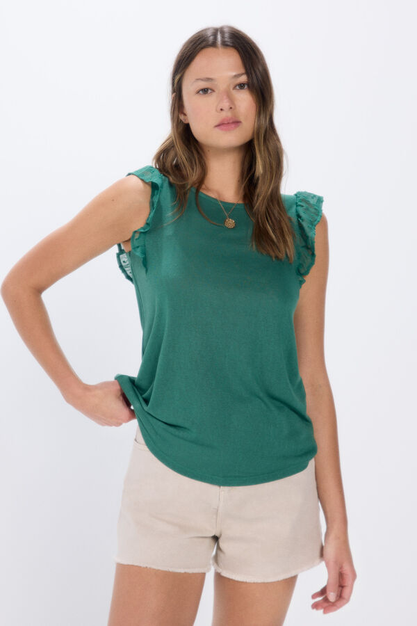 Springfield T-shirt folhos plumeti Caqui escuro