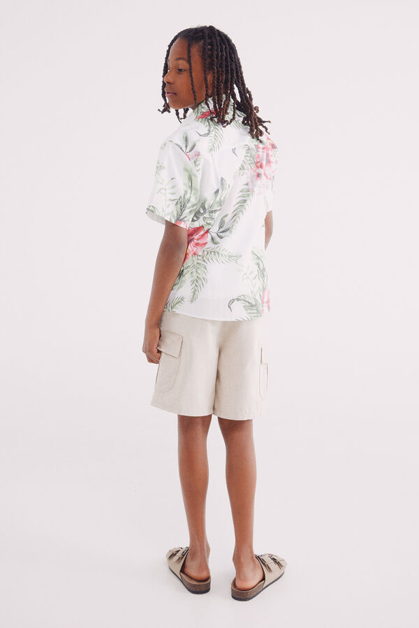 Springfield Kids Bermudas lino cargo para niño blanco